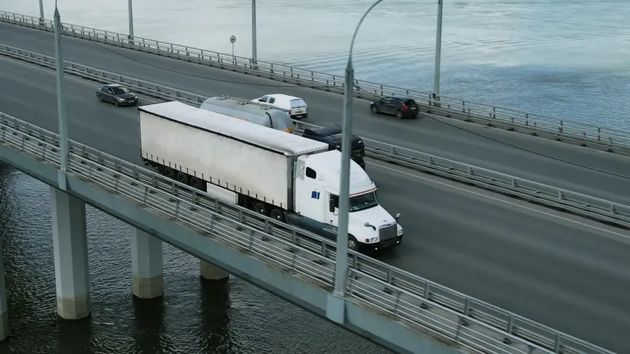Trucks on a freight corridor